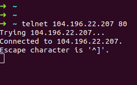 Telnet command output when connection is successful